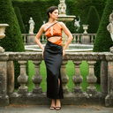 Black silk satin cowl-neck gown — how to style the cowl-neck gown