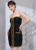 Couture Chain Mini — sequin strapless mini dress with chain detail by INHAUTECOUTURE, view 4