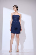 Navy Corset Peplum Mini — navy corset peplum mini dress by INHAUTECOUTURE, view 7