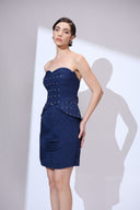 Navy Corset Peplum Mini — navy corset peplum mini dress by INHAUTECOUTURE, view 9