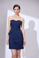 Navy Corset Peplum Mini — navy corset peplum mini dress by INHAUTECOUTURE, view 10