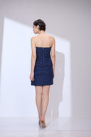 Navy Corset Peplum Mini — navy corset peplum mini dress by INHAUTECOUTURE, view 6
