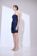 Navy Corset Peplum Mini — navy corset peplum mini dress by INHAUTECOUTURE, view 11
