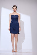 Navy Corset Peplum Mini — navy corset peplum mini dress by INHAUTECOUTURE, view 13