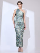 Khaki Mirage Gown — khaki one-shoulder maxi gown by INHAUTECOUTURE, view 5