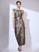 Regal Brocade Set — black and gold paisley brocade co-ord set by INHAUTECOUTURE