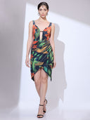 Forbidden Garden Midi — black velvet tropical-print midi dress by INHAUTECOUTURE, view 4
