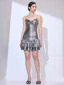 Cosmic Ruffle Mini — metallic ruffled mini dress by INHAUTECOUTURE, view 5