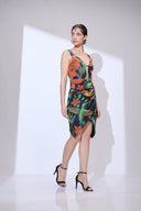 Forbidden Garden Midi — black velvet tropical-print midi dress by INHAUTECOUTURE, view 13