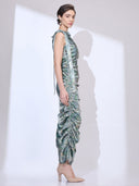 Khaki Mirage Gown — khaki one-shoulder maxi gown by INHAUTECOUTURE, view 6