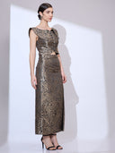 Regal Brocade Set — black and gold paisley brocade co-ord set by INHAUTECOUTURE, view 7