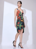 Forbidden Garden Midi — black velvet tropical-print midi dress by INHAUTECOUTURE, view 5