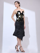 The Midnight Empress — black velvet embroidered strapless gown by INHAUTECOUTURE, view 9