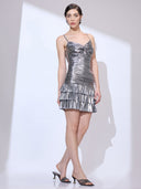 Cosmic Ruffle Mini — metallic ruffled mini dress by INHAUTECOUTURE, view 6
