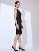 Mesh Geode Midi — black geometric mesh bandage midi dress by INHAUTECOUTURE, view 6