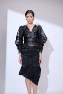 Organza Rogue Jacket — organza and leather biker jacket by INHAUTECOUTURE, view 2