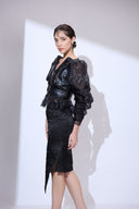 Organza Rogue Jacket — organza and leather biker jacket by INHAUTECOUTURE, view 3