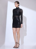 Patent Matrix Mini — black patent vinyl bodycon mini dress by INHAUTECOUTURE, view 14