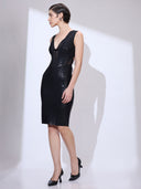 Mesh Geode Midi — black geometric mesh bandage midi dress by INHAUTECOUTURE, view 7
