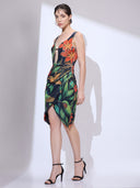 Forbidden Garden Midi — black velvet tropical-print midi dress by INHAUTECOUTURE, view 9