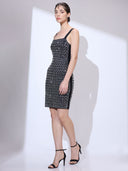 Chrome Cipher Mini — silver sequin geometric mini dress by INHAUTECOUTURE, view 3