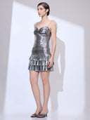 Cosmic Ruffle Mini — metallic ruffled mini dress by INHAUTECOUTURE, view 7