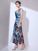 Blue Piscean Maxi — blue printed cowl-neck maxi dress by INHAUTECOUTURE, view 6