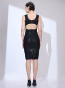 Mesh Geode Midi — black geometric mesh bandage midi dress by INHAUTECOUTURE, view 8