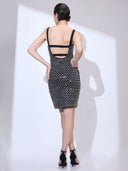 Chrome Cipher Mini — silver sequin geometric mini dress by INHAUTECOUTURE, view 4