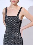 Chrome Cipher Mini — silver sequin geometric mini dress by INHAUTECOUTURE, view 5