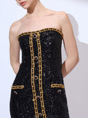 Couture Chain Mini — sequin strapless mini dress with chain detail by INHAUTECOUTURE, view 3