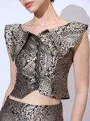 Regal Brocade Set — black and gold paisley brocade co-ord set by INHAUTECOUTURE, view 4