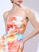 Capri Shell Midi — seashell-print strapless resort midi dress by INHAUTECOUTURE, view 6