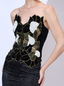 The Midnight Empress — black velvet embroidered strapless gown by INHAUTECOUTURE, view 14