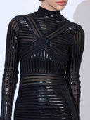 Patent Matrix Mini — black patent vinyl bodycon mini dress by INHAUTECOUTURE, view 8