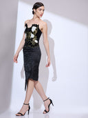 The Midnight Empress — black velvet embroidered strapless gown by INHAUTECOUTURE, view 11
