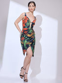 Forbidden Garden Midi — black velvet tropical-print midi dress by INHAUTECOUTURE, view 11