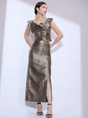 Regal Brocade Set — black and gold paisley brocade co-ord set by INHAUTECOUTURE, view 8