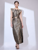 Regal Brocade Set — black and gold paisley brocade co-ord set by INHAUTECOUTURE, view 5