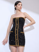 Couture Chain Mini — sequin strapless mini dress with chain detail by INHAUTECOUTURE, view 2