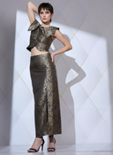 Regal Brocade Set — black and gold paisley brocade co-ord set by INHAUTECOUTURE, view 10