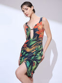 Forbidden Garden Midi — black velvet tropical-print midi dress by INHAUTECOUTURE, view 12