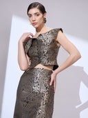Regal Brocade Set — black and gold paisley brocade co-ord set by INHAUTECOUTURE, view 6