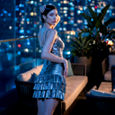Cosmic Ruffle Mini — metallic ruffled mini dress by INHAUTECOUTURE, view 3