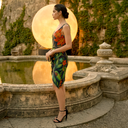 Forbidden Garden Midi — black velvet tropical-print midi dress by INHAUTECOUTURE, view 2