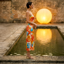 Capri Shell Midi — seashell-print strapless resort midi dress by INHAUTECOUTURE, view 2
