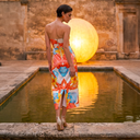 Capri Shell Midi — seashell-print strapless resort midi dress by INHAUTECOUTURE, view 3