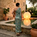 Khaki Mirage Gown — khaki one-shoulder maxi gown by INHAUTECOUTURE, view 4