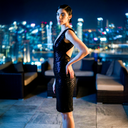 Mesh Geode Midi — black geometric mesh bandage midi dress by INHAUTECOUTURE, view 3