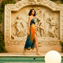 Sunset Nomad Maxi — spaghetti-strap printed maxi dress by INHAUTECOUTURE, view 4